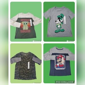 Boys size 6 Jumping Beans long & short sleeve shirts Mario, Yoda, Camo, Mickey